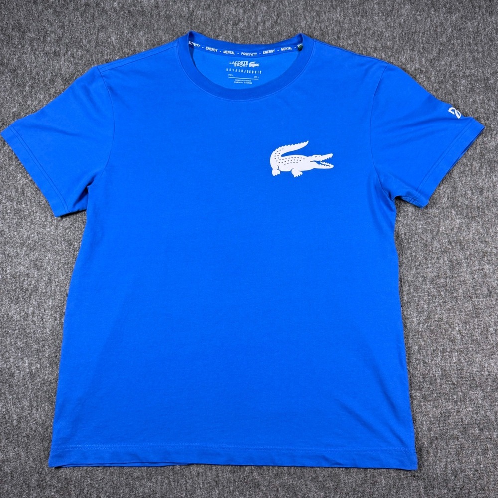 Lacoste Sport Novak Djokovic Blue Ultra Dry Graphic T-Shirt Mens US L FR 5